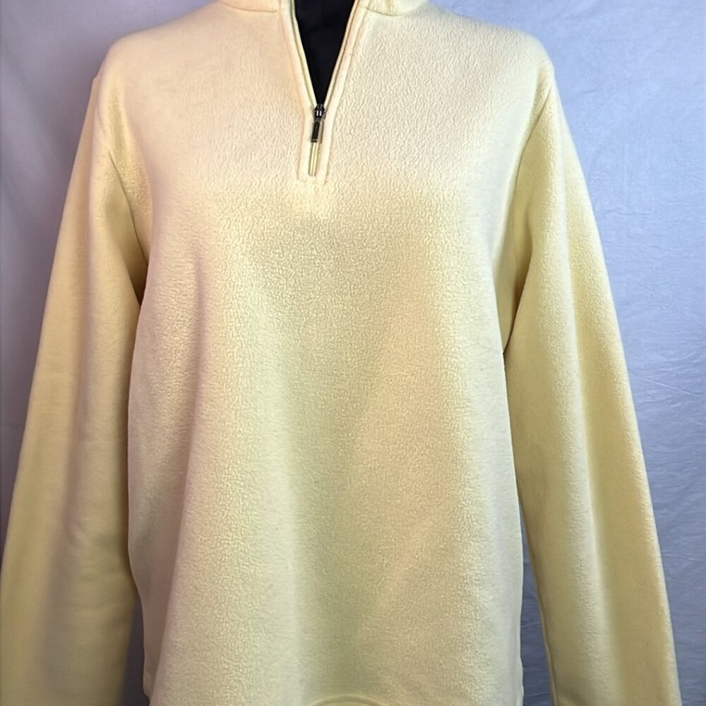 L.L. Bean 1/4 Zip Yellow‎ Fleece Lagenlook Luxury Classic Casual Outdoors Basic